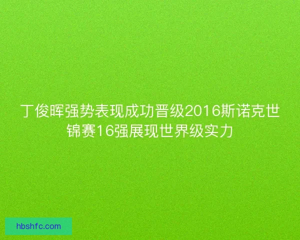 丁俊晖强势表现成功晋级2016斯诺克世锦赛16强展现世界级实力