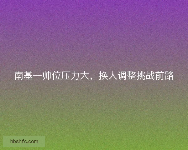 南基一帅位压力大,换人调整挑战前路 南基一帅位压力大,换人调整挑战前路